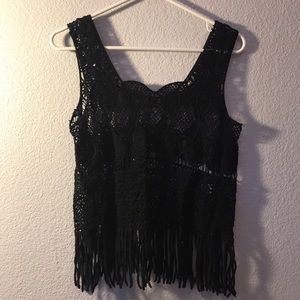 Black crochet tank top